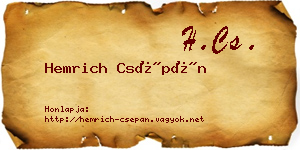 Hemrich Csépán névjegykártya